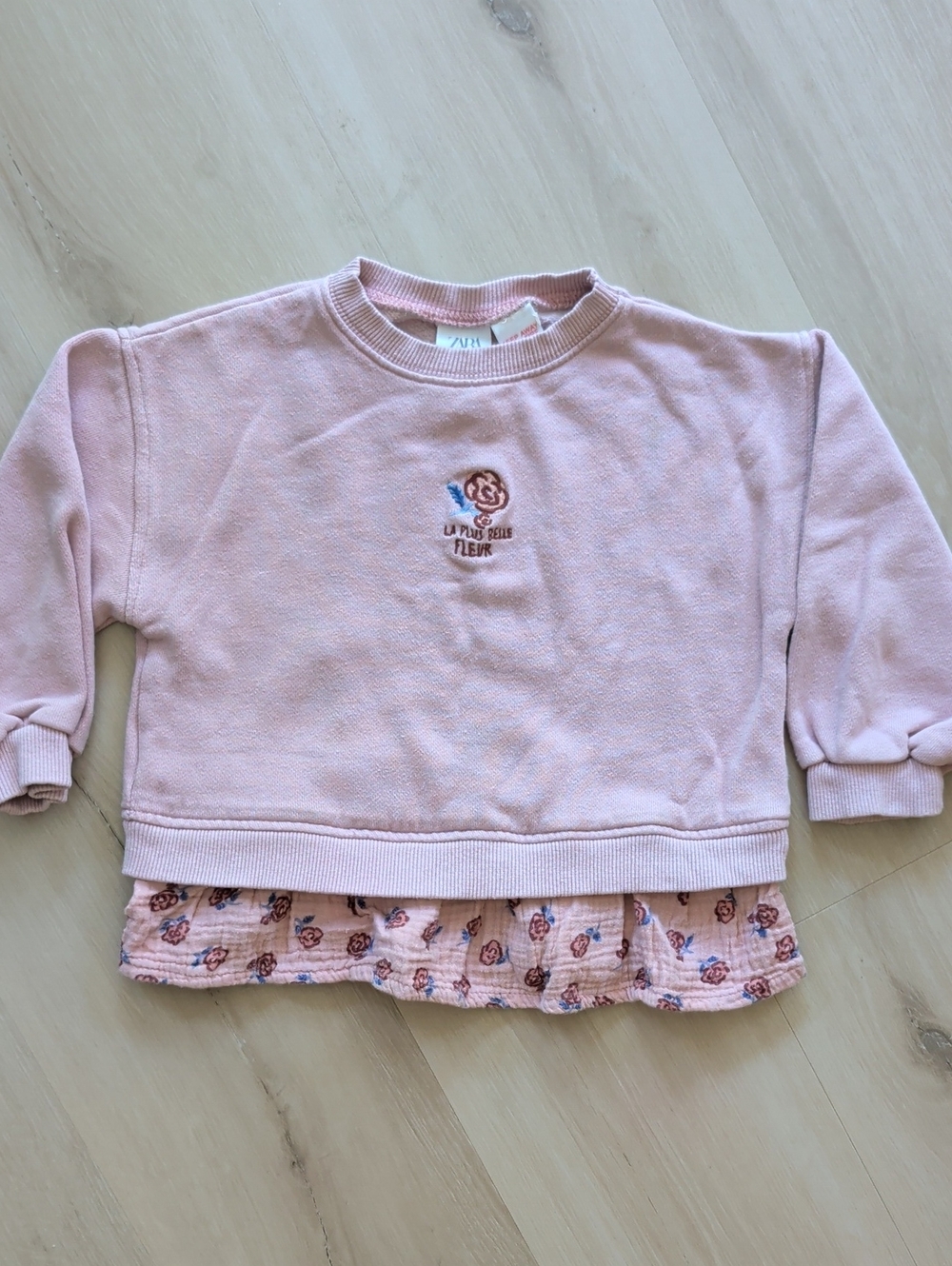 Zara Floral Pink Ruffle Girls LA plus Belle Fleur Sweatshirt 3
